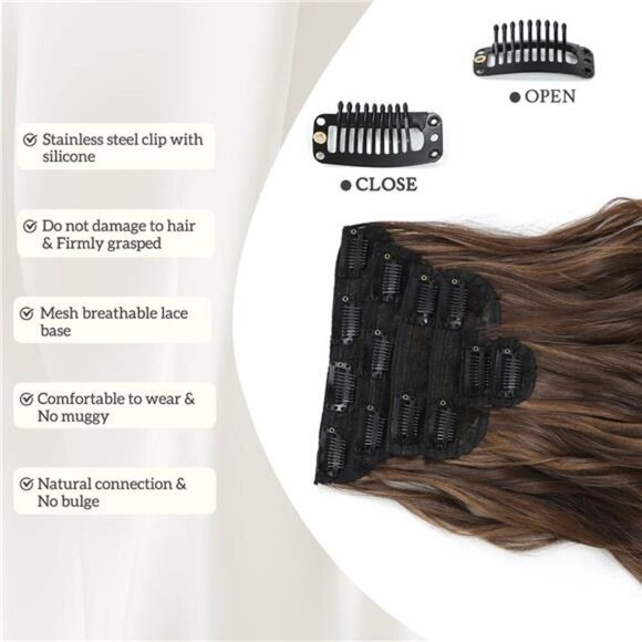 Highlight balayage dark brown Hairpieces, Natural & Blends Well Clip in Hair - Picture 13 of 14